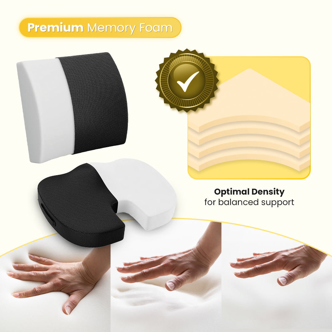 Ultimate Comfort Seating Combo (Coccyx Seat Cushion & Lumbar Support Cushion)