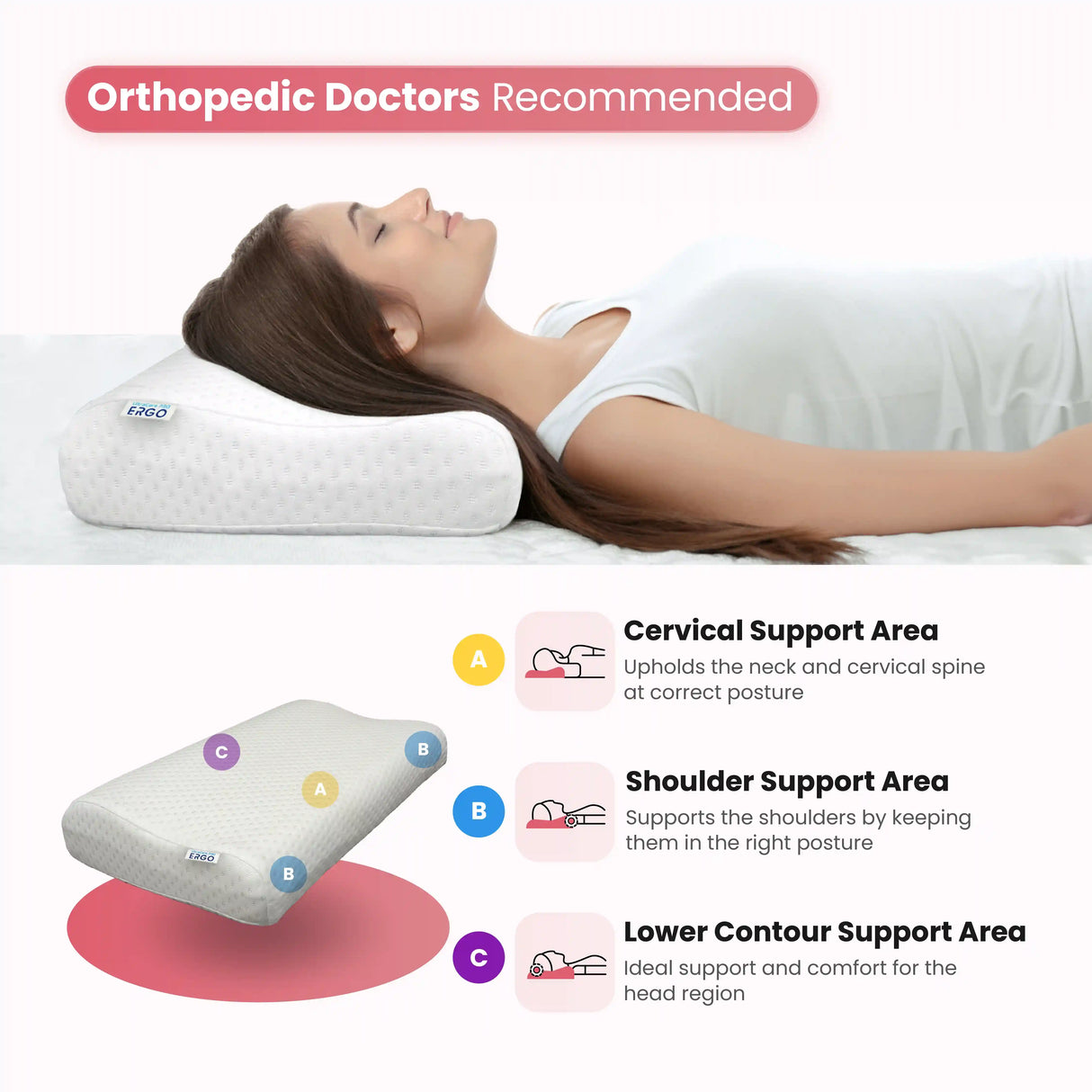 Doctor recommended cervical pillow for neck support and healthy spinal alignment