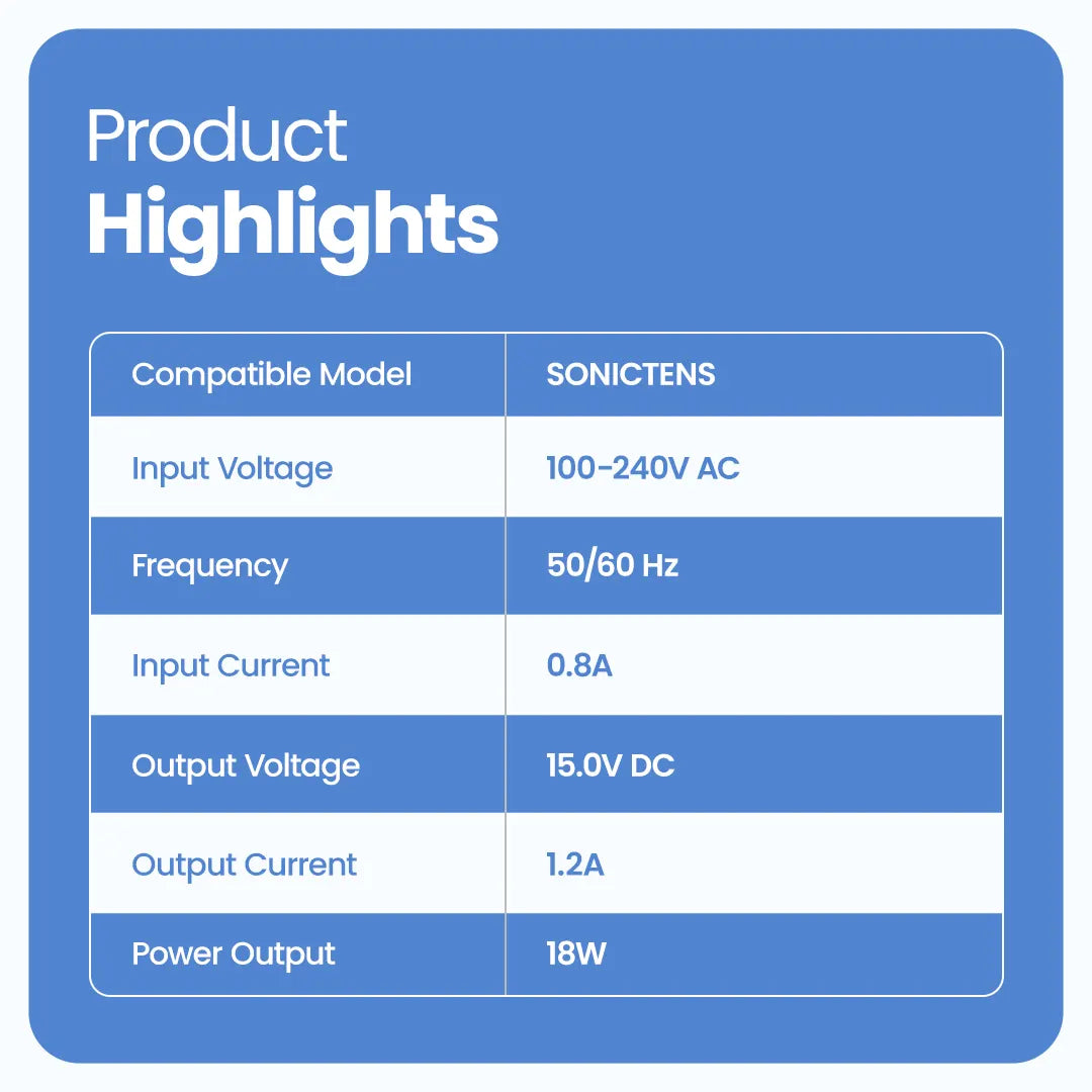 SONICTENS Adapter compact design with wide voltage compatibility and overheating protection