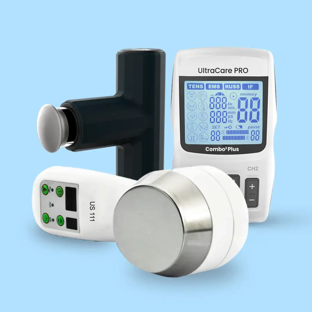 Portable physiotherapy machine with TENS, EMS, and ultrasound therapy device for muscle pain relief