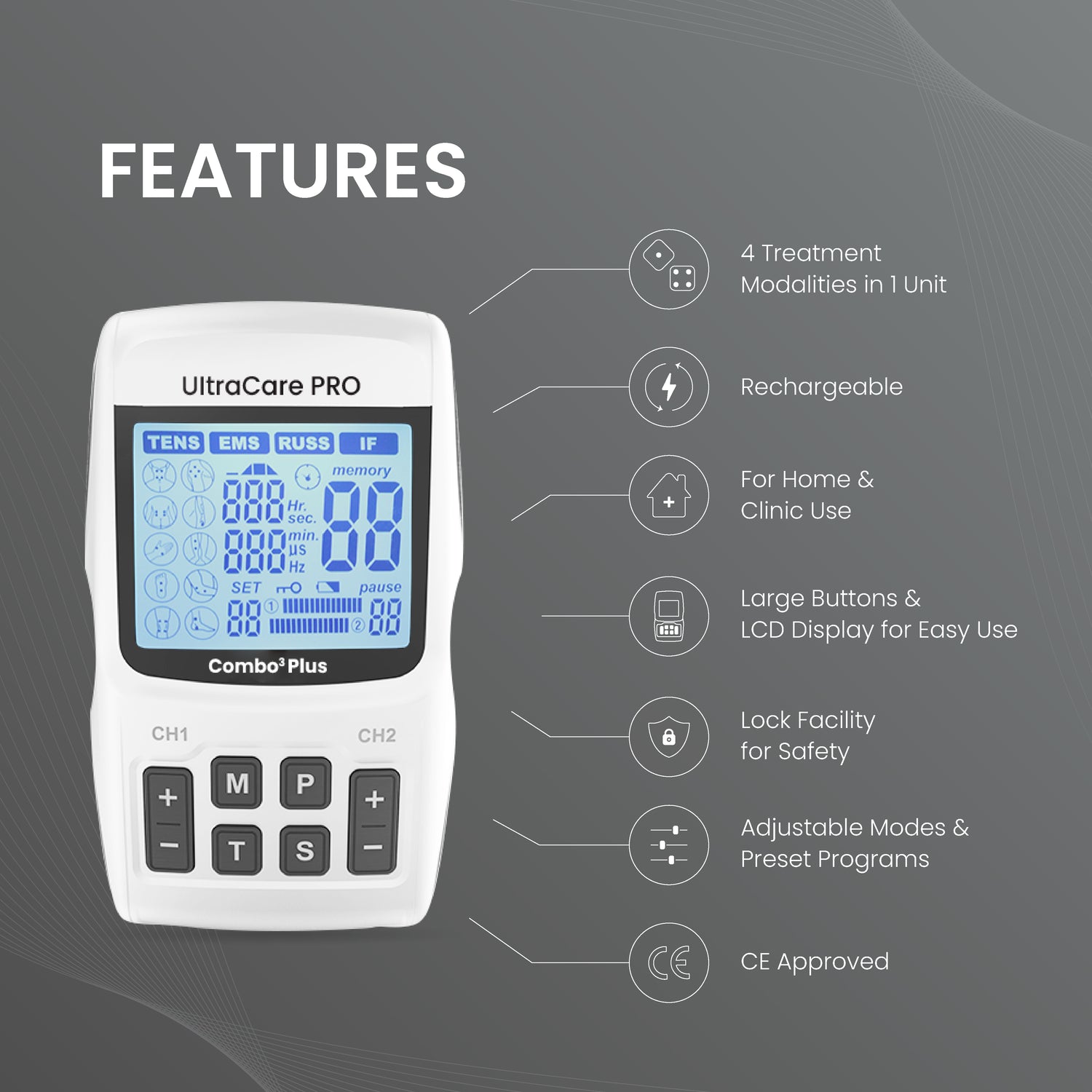 COMBO3 PLUS: 4 in 1 IFT Physiotherapy Machine