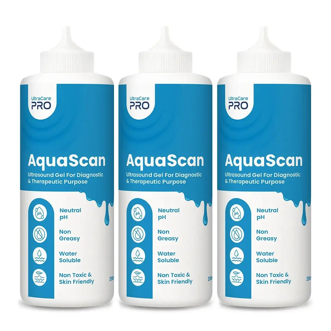 UltraCare PRO AquaScan Ultrasound Gel 250ml Pack of 3 Neutral pH Non Greasy Skin Friendly