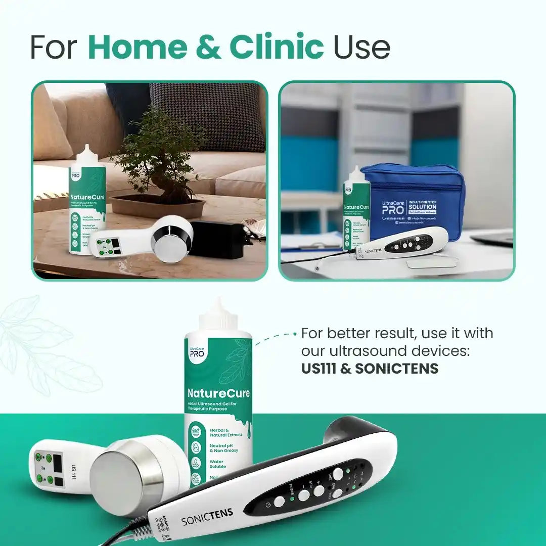 UltraCare PRO NatureCure Herbal Ultrasound Gel for Home and Clinic Use with US111 and SonicTENS
