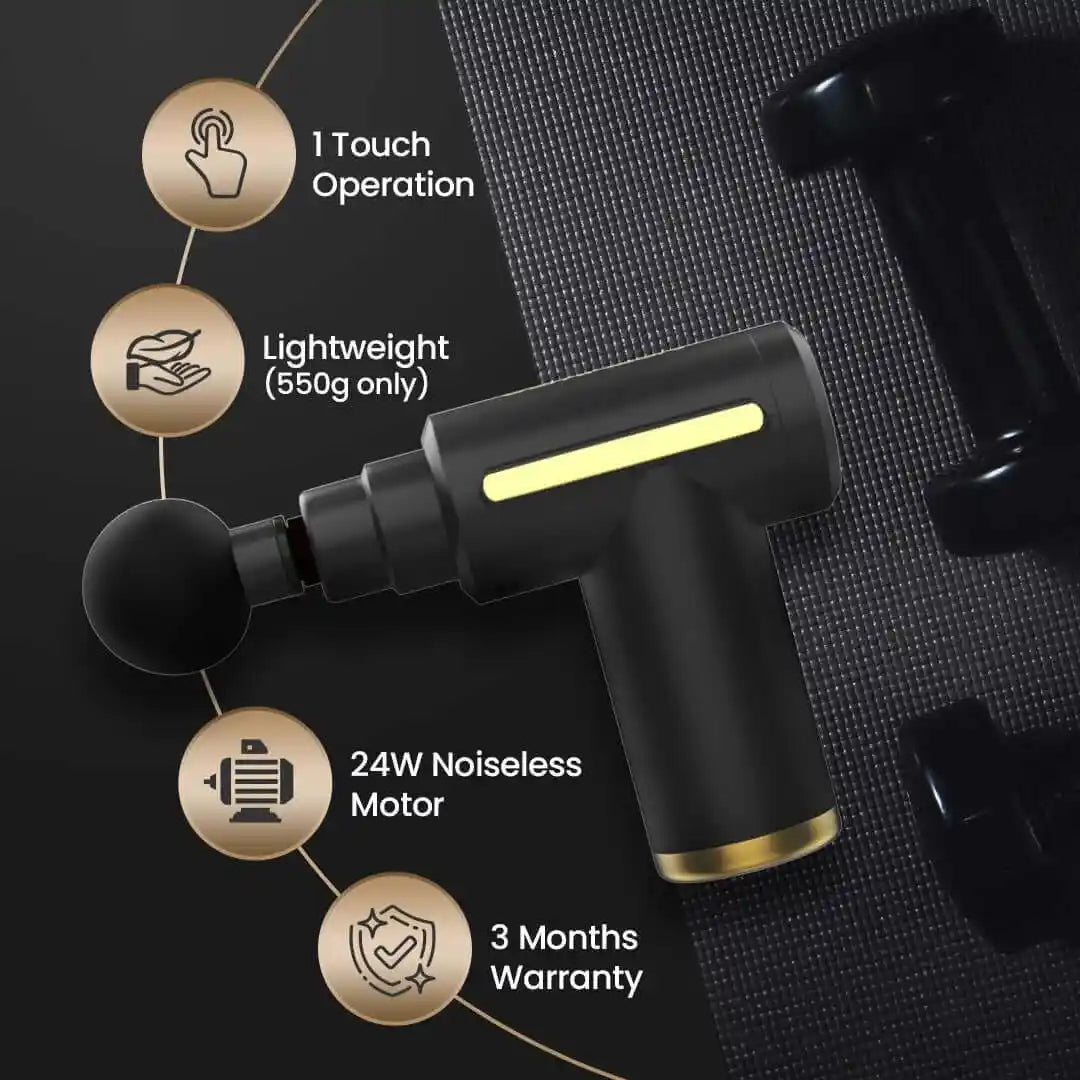 UltraGun PRO Massage Gun Lightweight 550g 24W Noiseless Motor 1 Touch Operation 3 Month Warranty