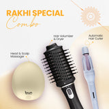 Rakshabandhan Gifting Combo (EVA Hair Volumizer + EVA Automatic Hair Curler + UNIQ Head and Scalp Massager)