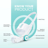 UltraCare PRO bunion corrector showing adjustable straps, heel support, and toe alignment splint design