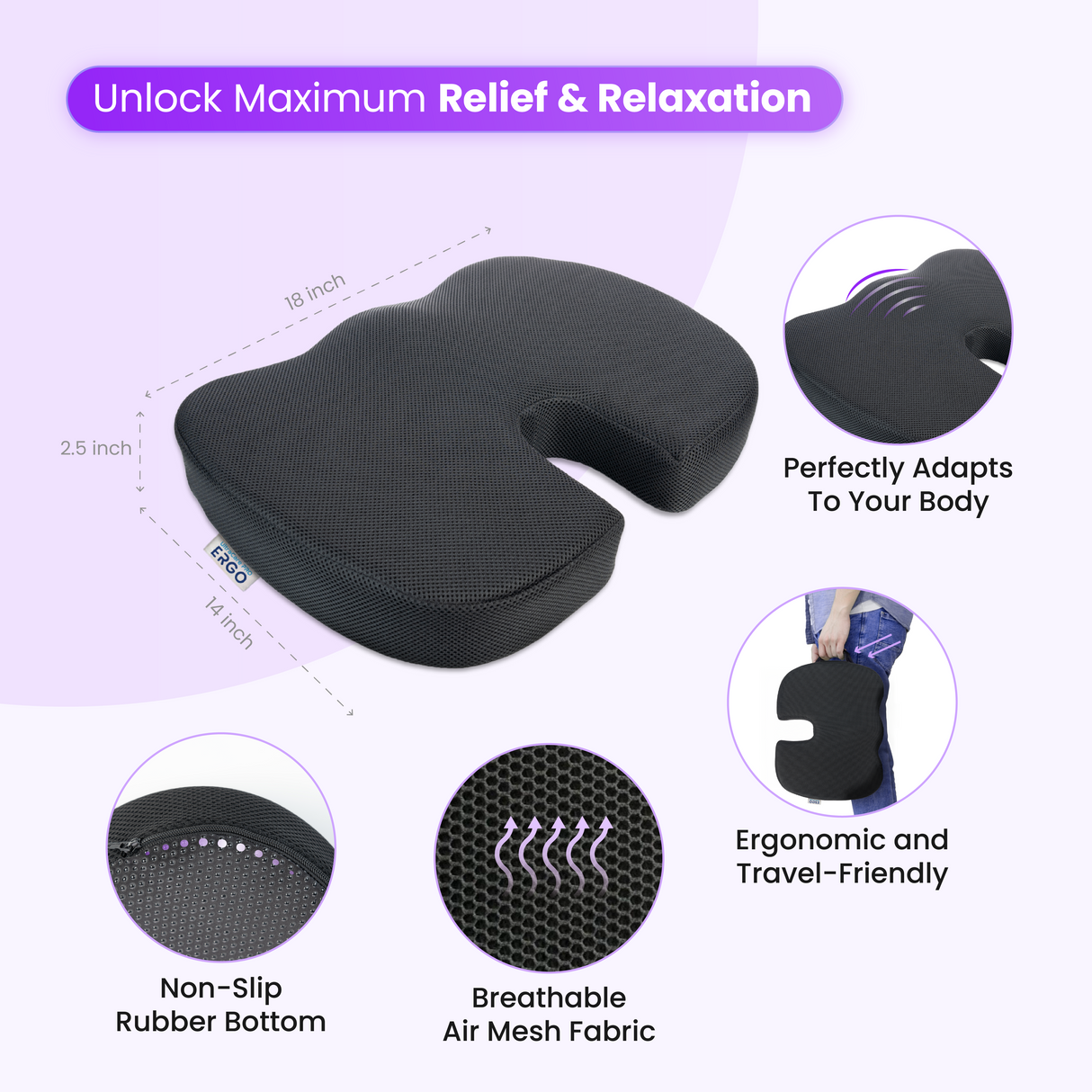 Dr Trust Travel Pillow For Lower Back Pain Dr Trust USA Seat