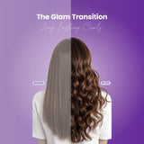 UltraCare PRO automatic hair curler before and after results with long-lasting curls and smooth frizz-free styling.