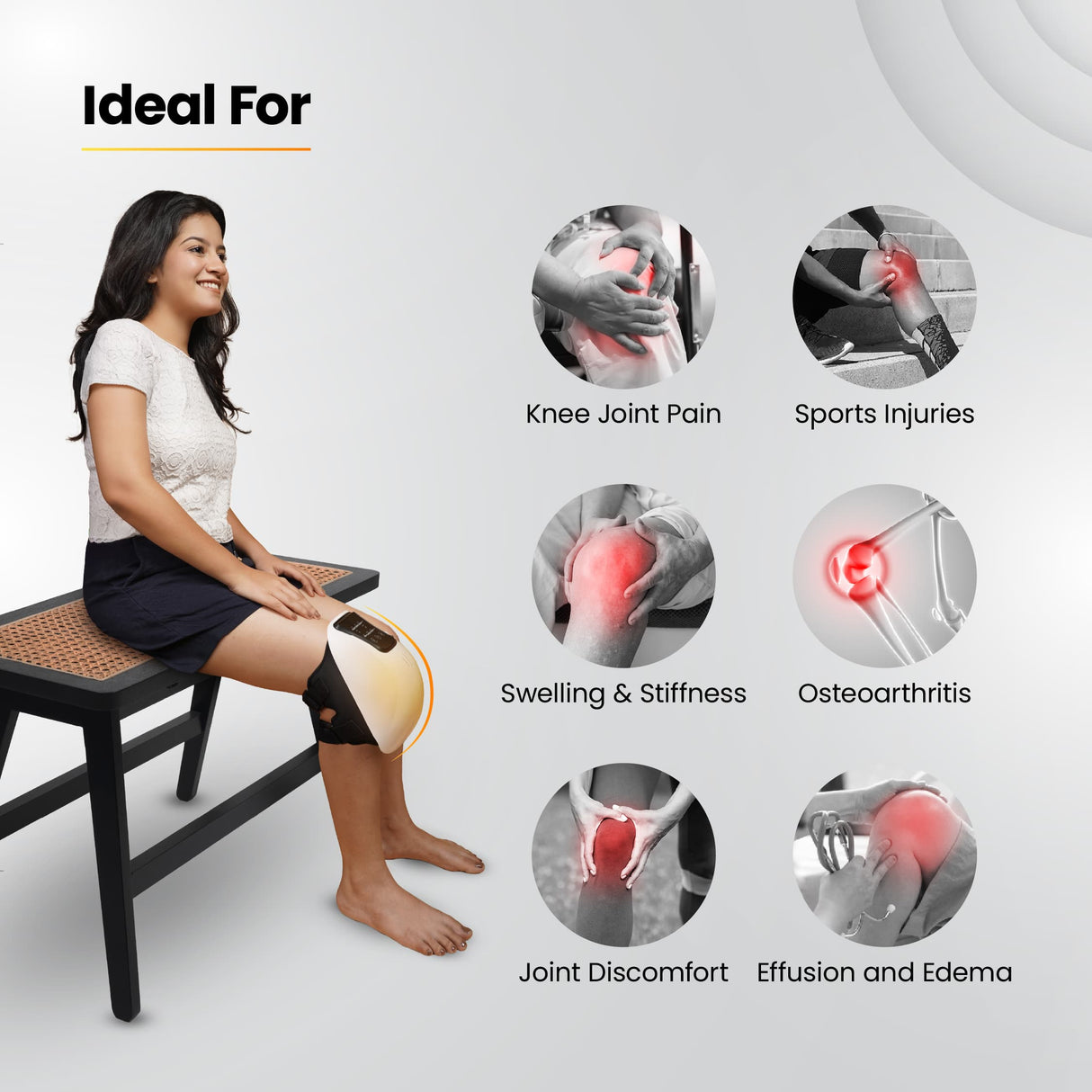 Knee massager for joint pain relief, swelling, stiffness and osteoarthritis with heat therapy for faster recovery