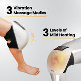 Knee massager with 3 vibration massage modes and 3 heating levels for pain relief, muscle relaxation and improved circulation