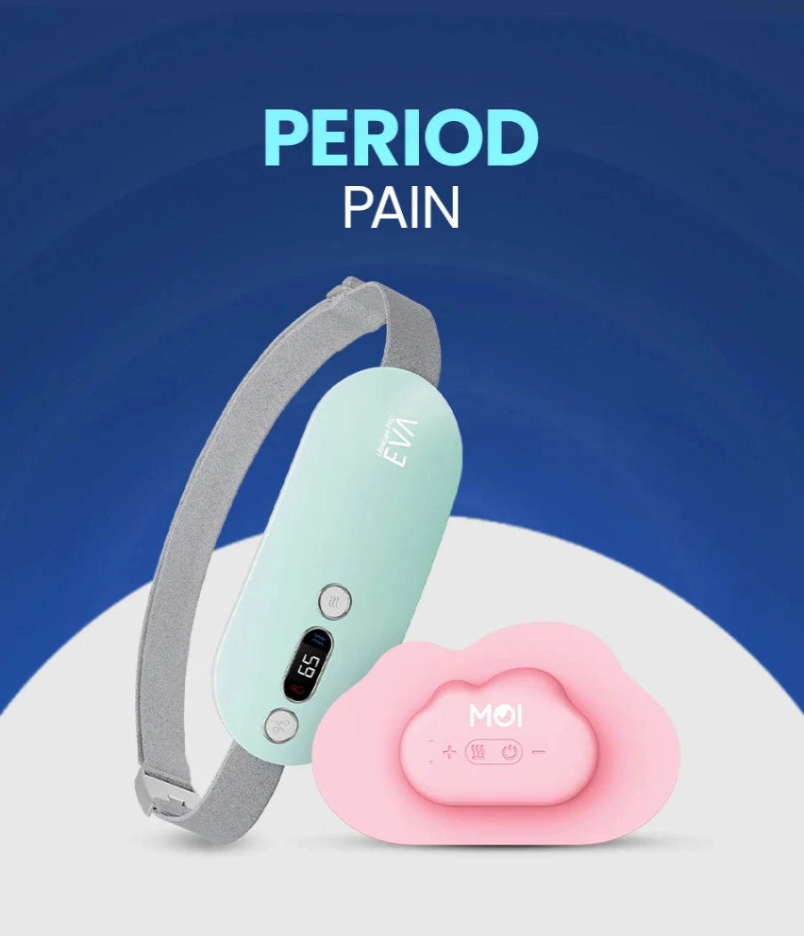 UltraCare PRO period pain relief device with heat therapy belt and MOI massager for menstrual cramps and abdominal pain relief