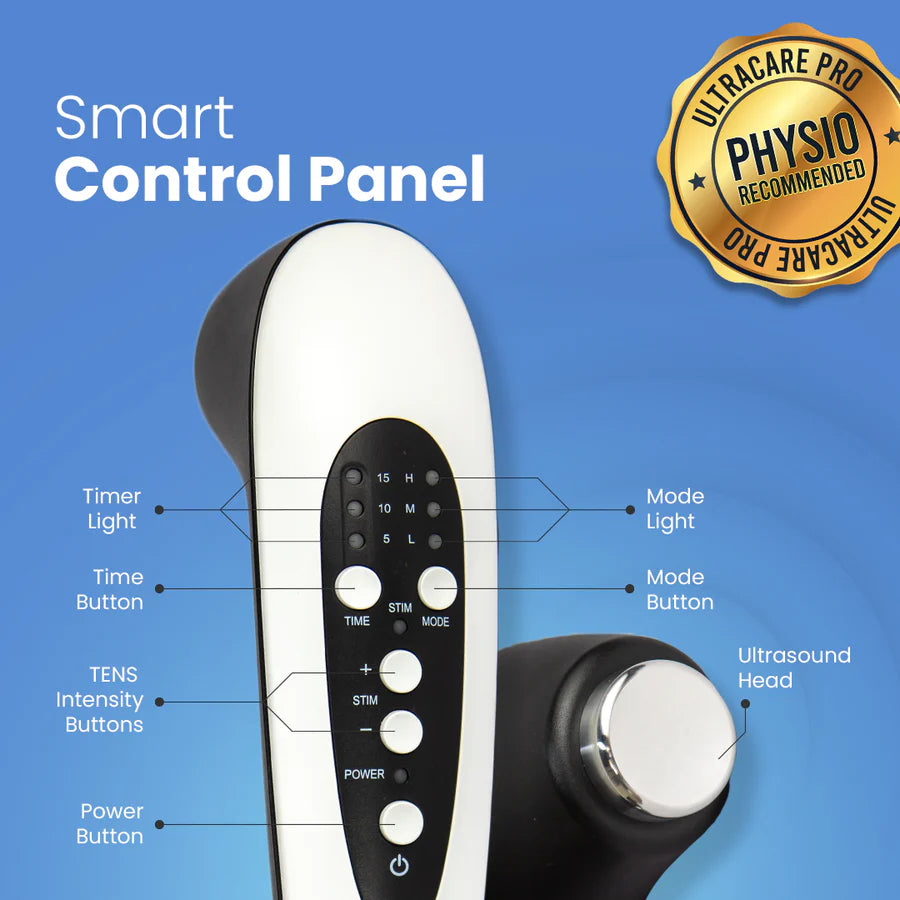 SONICTENS smart control panel with labeled buttons.