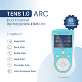 TENS 1.0 ARC rechargeable TENS unit for knee pain, back pain, neck pain, and muscle pain relief at home.