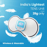 UltraCare PRO TENS 2.0 wireless wearable TENS unit for muscle pain relief, lightweight portable therapy device for home use.