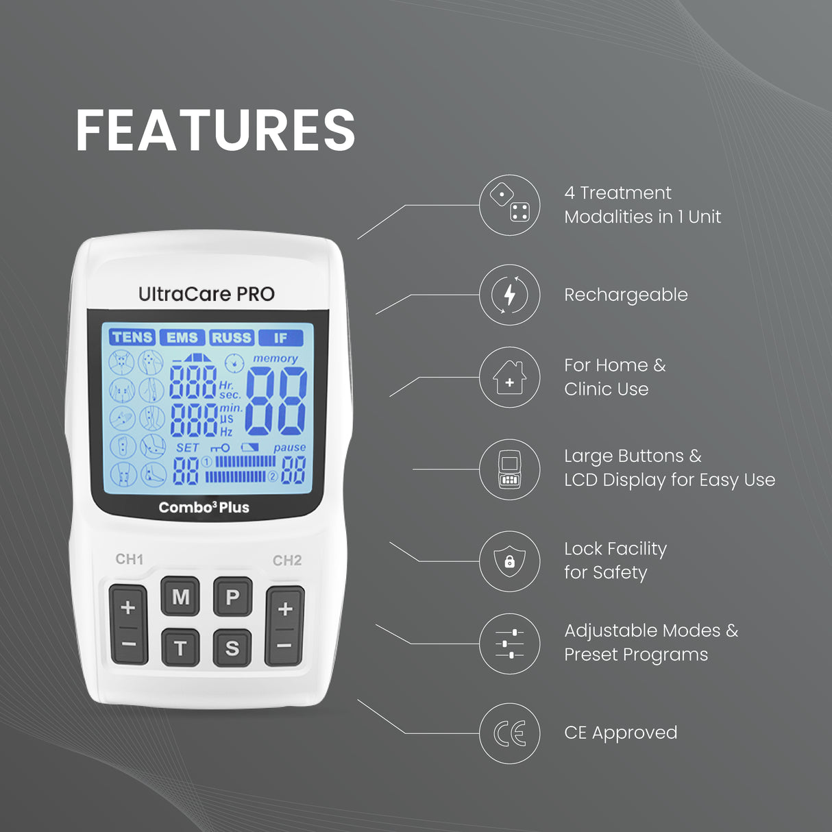 COMBO3 PLUS: 4 in 1 Physiotherapy Machine