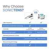 Comparison chart of SonicTENS device features with another product.
