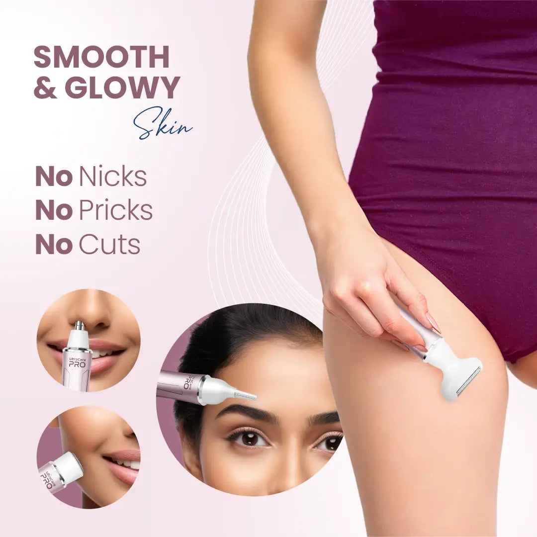 UltraCare PRO women’s bikini and facial trimmer for smooth, glowing skin with painless hair removal and precise grooming.