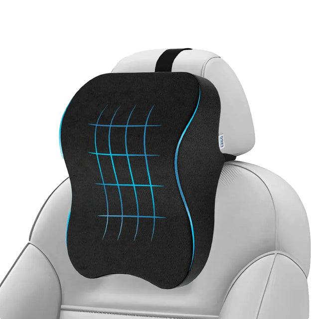 Breathable car headrest neck pillow with soft velvet fabric and ergonomic support for long drives