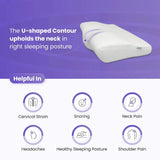 Contour cervical pillow designed to reduce snoring, neck pain, headaches, and improve sleeping posture
