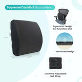 ERGO Lumbar Support Pillow 14x13x4 Inch with Ventilated Design and Adjustable Belt Strap