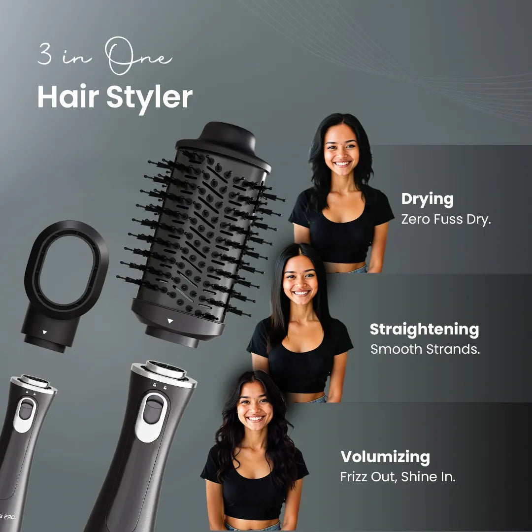 UltraCare PRO 3-in-1 hair styler for drying, straightening, and volumizing with smooth, frizz-free salon-style hair