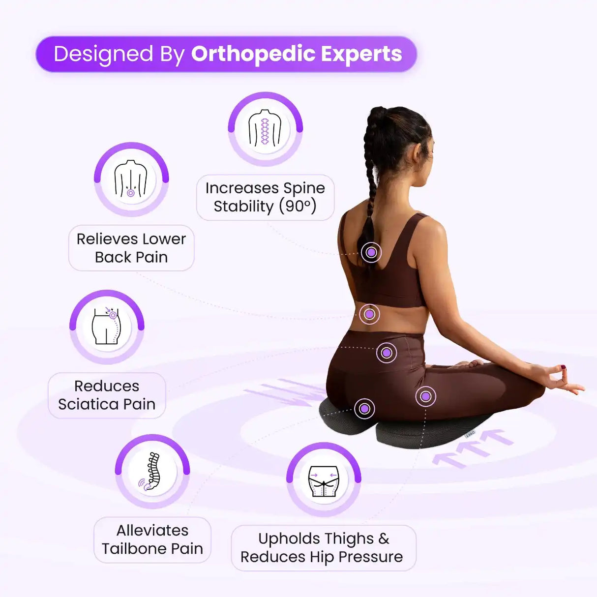 Orthopedic Expert Designed Coccyx Cushion – Relieves Tailbone Sciatica Lower Back Pain and Hip Pressure