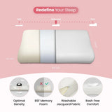 Orthopedic memory foam cervical pillow with washable fabric and balanced sleep support