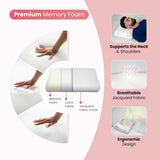 Premium memory foam cervical pillow with ergonomic neck support and breathable jacquard fabric