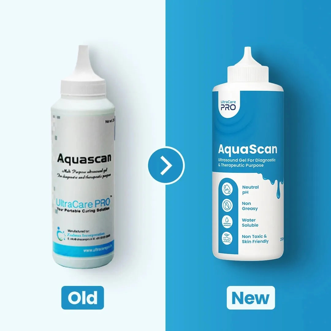 UltraCare PRO AquaScan Ultrasound Gel New Upgraded Packaging Neutral pH Non Greasy Water Soluble