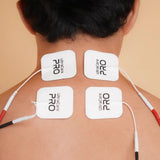 UltraCare PRO TENS Electrode Pads Applied on Neck and Upper Back for Pain Relief Physiotherapy