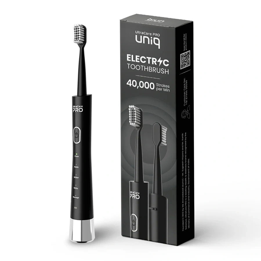 UltraCare PRO UNIQ Electric Toothbrush 40000 Strokes Per Minute with 5 Modes and Replaceable Brush Heads