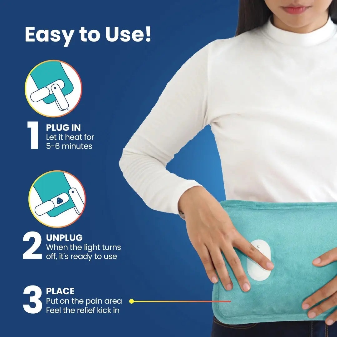 UltraCure Electric Hot Water Bag Easy 3 Step Use Plug In Unplug and Place for Instant Pain Relief