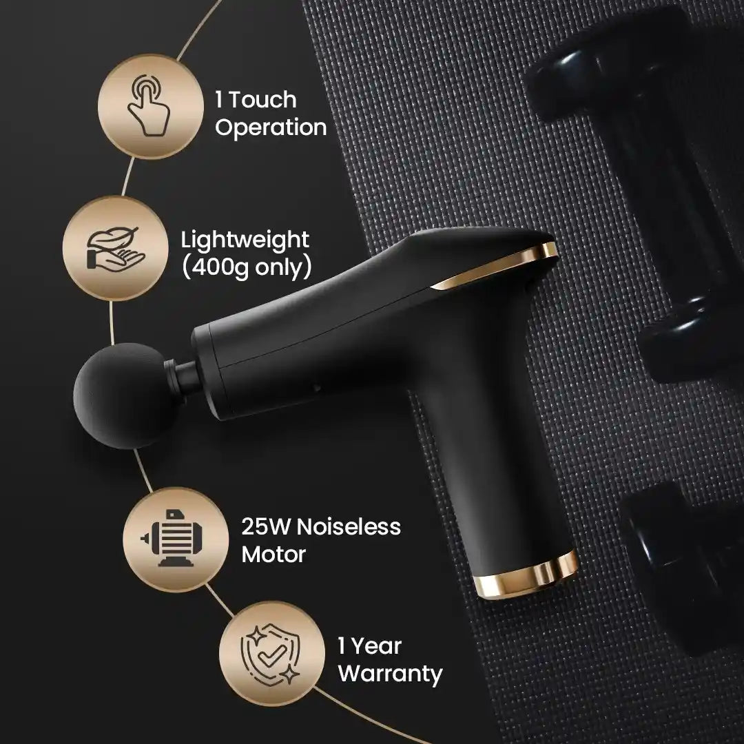 UltraCare PRO UltraGun Massage Gun - 1 Touch Operation, 400g Lightweight, 25W Noiseless Motor, 1 Year Warranty - Handheld Percussion Massager