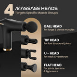 UltraCare PRO UltraGun Massage Gun with 4 Interchangeable Heads - Ball Head for Large Muscles, Tip Head for Joints, U-Head for Neck and Vertebrae, Flat Head for Tendons and Ligaments