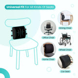 Universal Lumbar Support Cushion Fits Office Chair, Car Seat, Dining Chair, Home Chair and Wheelchair